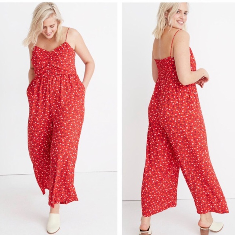 Madewell Ruched Wide Leg Jumpsuit Prairie Posies